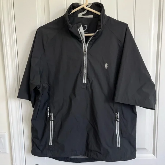 Zero Restriction Men’s Short Sleeve Windbreaker Golf Black 1/4 Zip Medium - Picture 2 of 5